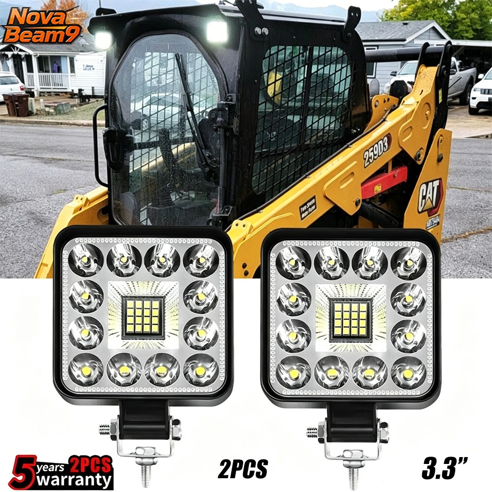 2PCS Square LED WORK LIGHTS Fit CAT Skid loader 259D3 236D3 262D 259D 272D2 XHP