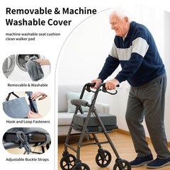 Walker Seat Cushion for Seniors, Memory Foam Rollator and Backrest Gray