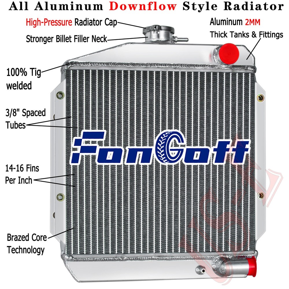 3 Row Aluminum Radiator For Yanmar 3TNE74 Diesel Tractors 119621-44500