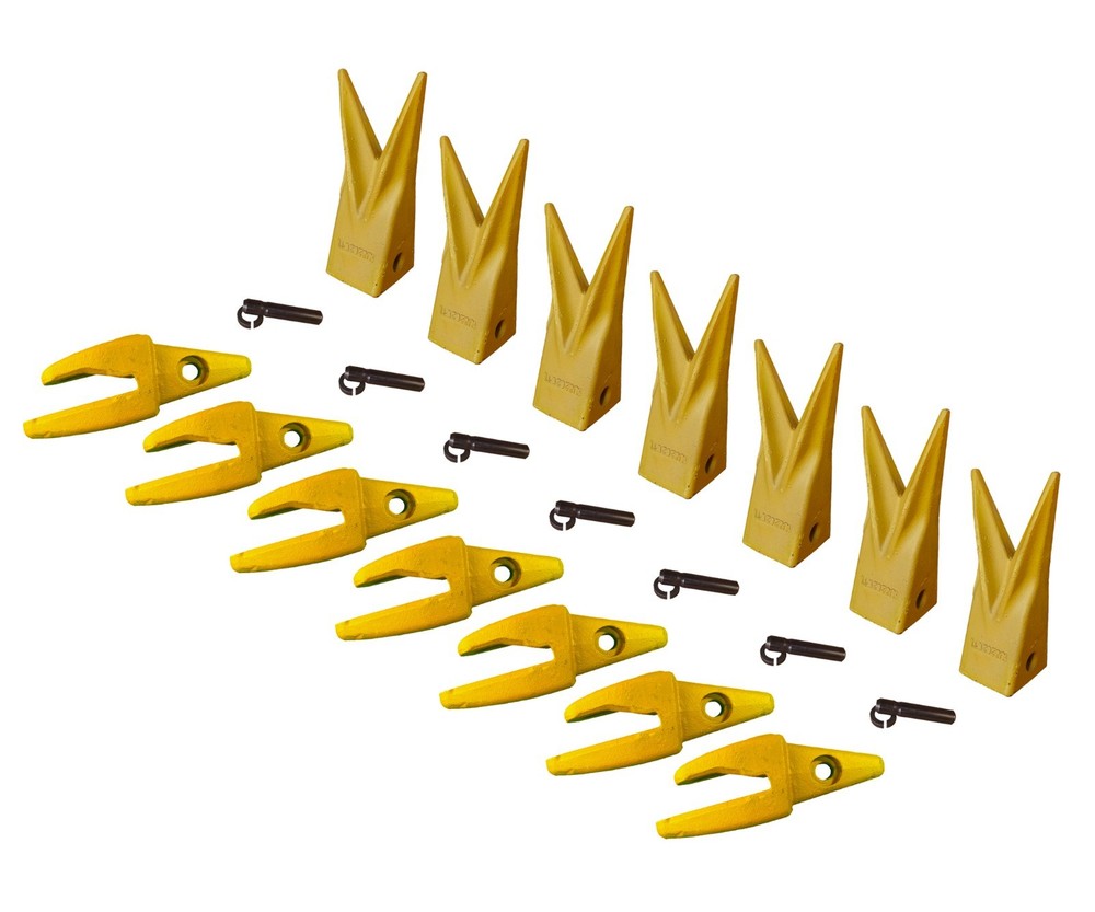 7 CAT J200 Style Backhoe Bucket Shanks 1″ Lip, Rock Teeth, 1U-3202WTL, 119-3204