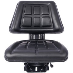 Compact Tractor Seat with Backrest, Steel Frame, PVC Cover, Slide Track Repla…