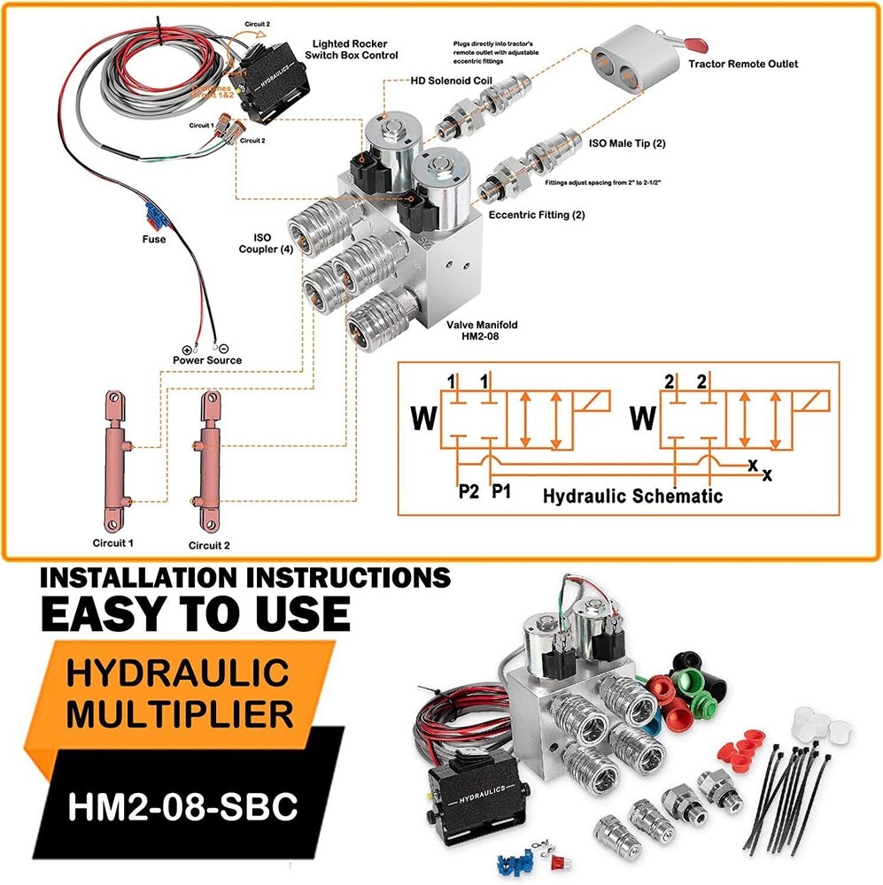 Hydraulic Multiplier Kit 2 Circuit Selector Valve and Switch Box Control