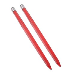 Red Hay Bale Spear 49″ Bale Spear 4500lbs Capacity Spike Fork For Tractor 2-Pack