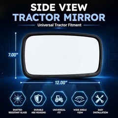 7×12 inch Tractor Side Mirror Kit Extension Arms Adjustable Breakaway Pair Black