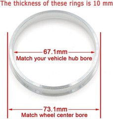 73.1mm to 67.1mm Hub Centric Rings Aluminum Silver for Hyundai Kia Mazda 4 Pack