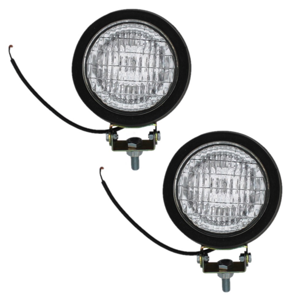 2 Pack 12 Volt 5″ Round Halogen Flood Work Light for Backhoe Loader 55 Watt Bulb