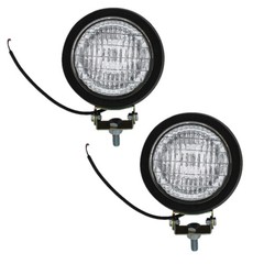 2 Pack 12 Volt 5″ Round Halogen Flood Work Light for Backhoe Loader 55 Watt Bulb