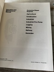 1983 Cummins Diesel Engine operation maintenance manual Book Owner Shop Guide