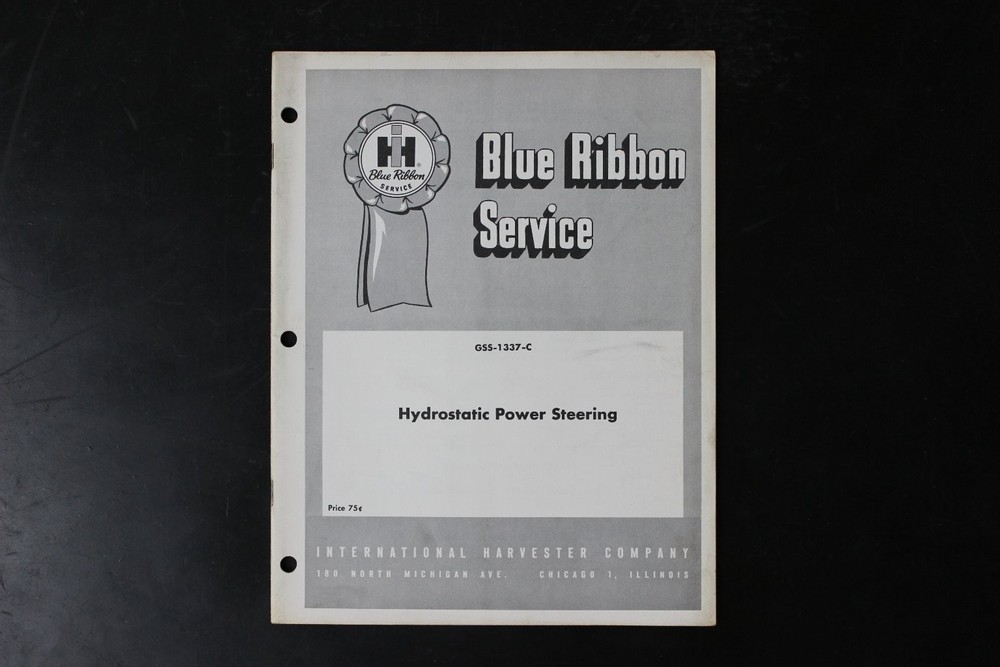 International Harvester Hydrostatic Power Steering Service Manual GSS-1337-C