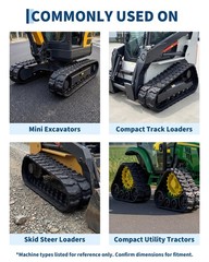 2 Pack 180x60x35 Tear-Resistant Rubber Tracks for Mini Excavator Replacement
