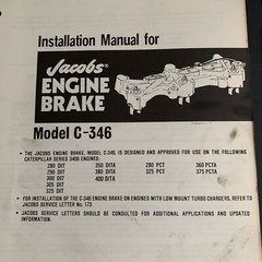 Jacobs Engine Brake Installation + Pats Manual + Trouble Model C-346