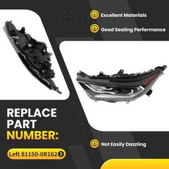 Driver Side Headlight Assembly for 2019-2021 RAV4 Hybrid w/Bulbs 81150-0R162