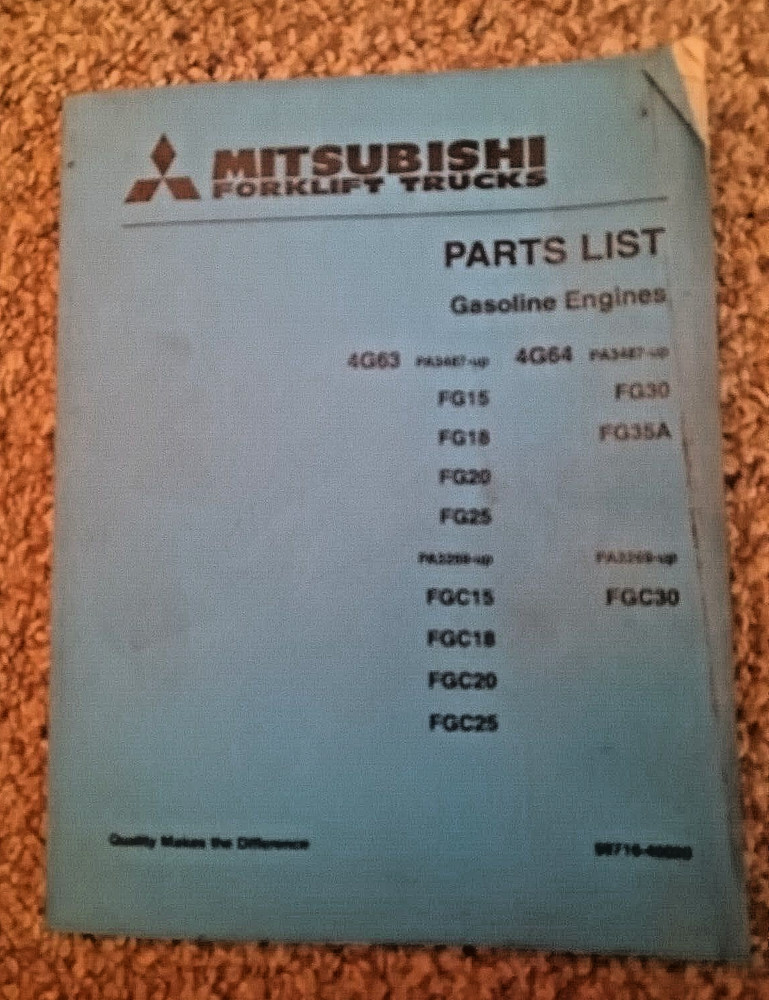 Mitsubishi Forklift Parts List Book Gasoline Engines 4G63 4G64