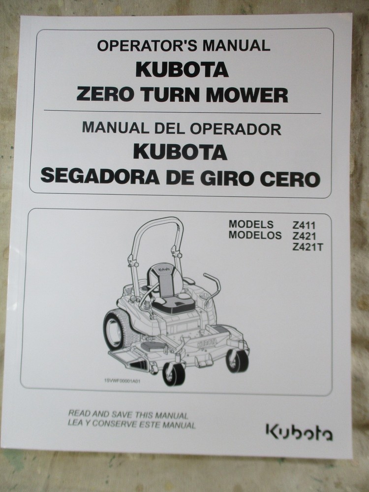 Kubota Z411 Z421 English Spanish Operators Manual K3071-71231