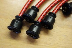 International 140 Tractor Red & Black Cloth Cover Copper Spark Plug Wires Set IH