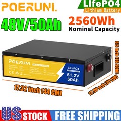 48V 50Ah LiFePO4 Lithium Battery BMS 15000+ Deep Cycles For Solar RV Off-grid