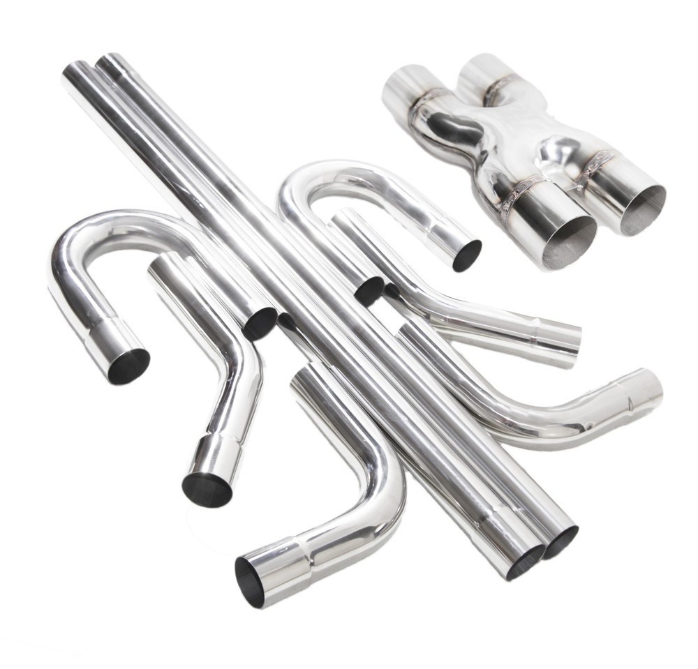 8PC 2.5″SS DIY Custom 45/90/180 Degree+47″Straight Pipe+ Crossover X- Pipe Kit