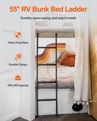RV Bunk Ladder 55 Inch, Heavy Duty Bunk Bed Ladder with 4 Hook, Wide Foot Ste…