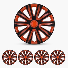16 Inch Hubcaps ABS Set of 4 Black Orange Lacque 5083Style Fit Iron Hub