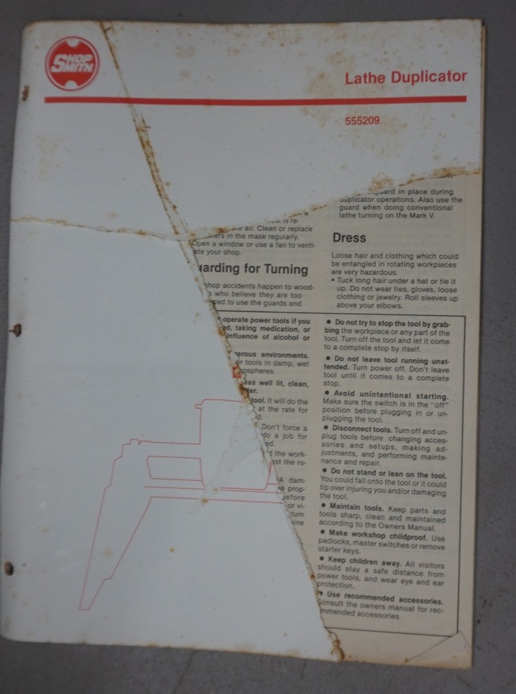 Shopsmith Mark V Lathe Duplicator Sanding Manual!