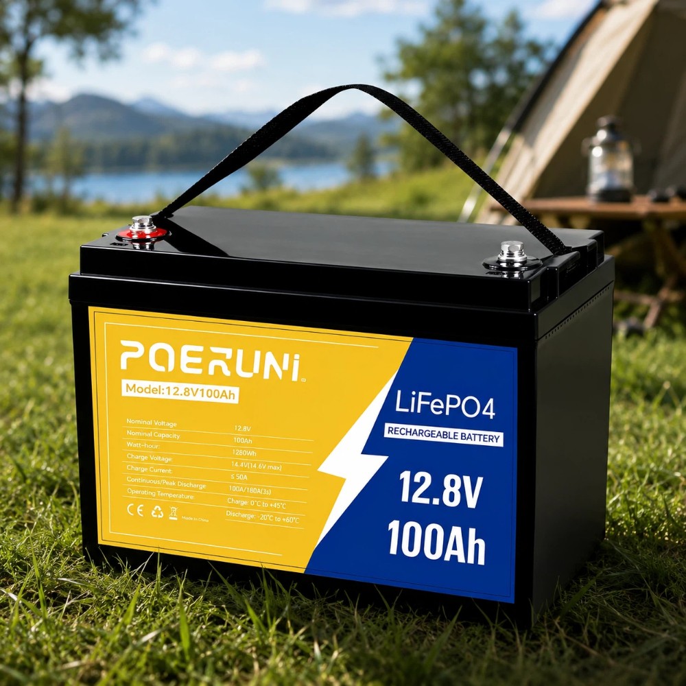 12V 100Ah LiFePO4 Lithium Battery Cycle Deep Built-in BMS for Solar RV Off-grid