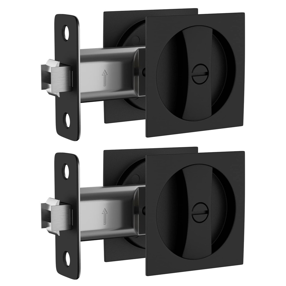 Goldenwarm Pocket Door Lock 2 Pack For Bed/Bath Matte Black Contemporary