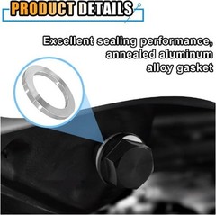 Magnetic Oil Drain Plug M14×1.5 Aluminum with Crush Washer Gasket Color: Black