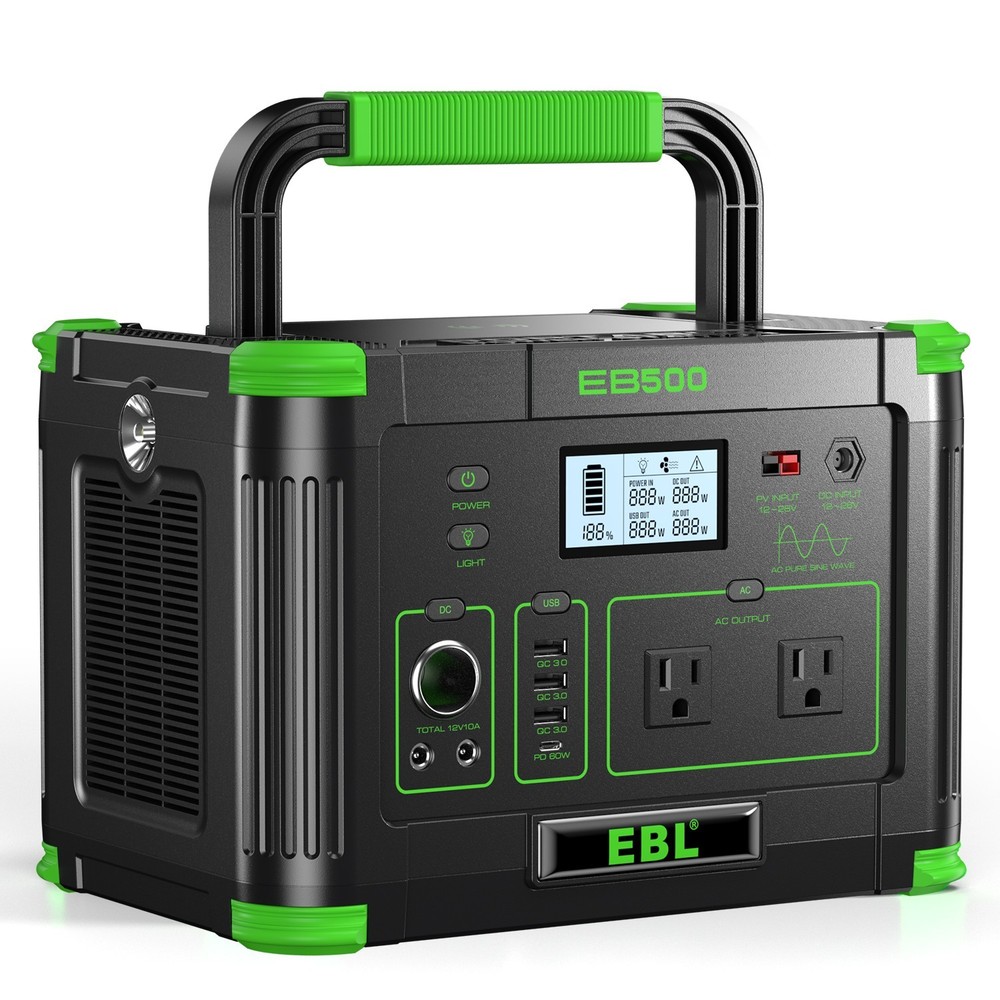 500W 519Wh Portable Power Station Solar Charger Generator Supply Home Back Up