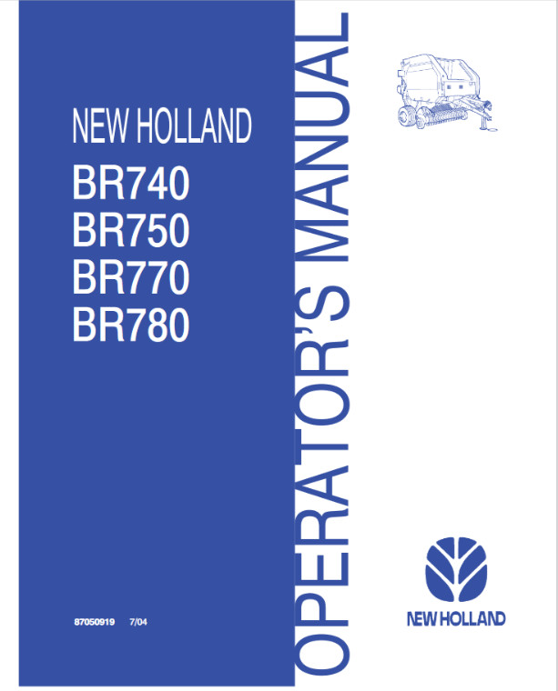 New Holland BR740 BR750 BR770 BR780 Round Balers Operators Manual PDF/USB