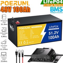 NEW 100Ah 48V LiFePO4 Lithium Battery 5120Wh W/ 58.4V 20A Charger For Golf Cart