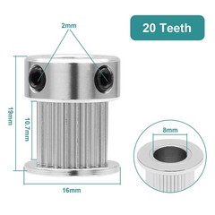 PHITUODA 5pcs GT2 Pulley 20 Teeth 8mm Bore Fit 10mm Belt 20
