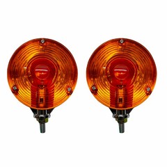 12V Kubota Tractor Chrome Frame Amber Lens Warning Lamp Set Hazard Style