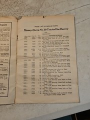 Vtg 1924 Massey-Harris 30 TRACTOR DISC HARROW Price List Of Repair Parts
