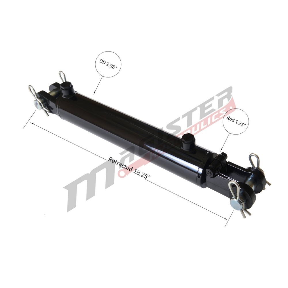 Hydraulic Cylinder Welded Double Acting 2.5″ Bore 8″ Stroke Clevis 2.5×8 NEW