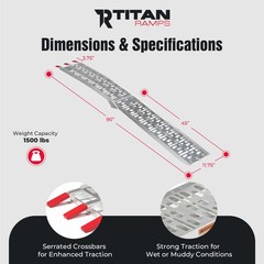 Titan Ramps 2PK 7.5’ Folding ATV Loading Ramps Arched Aluminum Design(Open Box)