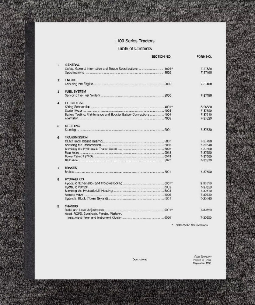 1100 1120 TRACTOR SERVICE REPAIR MANUAL FITS J.I. CASE 1100 SERIES 1130 1140
