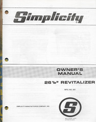 SIMPLICITY 26 1/2″ REVITALIZER Mfg. No. 931 Form OP63 Owner’s Manual