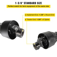 VEVOR PTO Shaft PTO Driveshaft for Tractor 1-3/8″ Spline/Round Ends 39-55″ Black