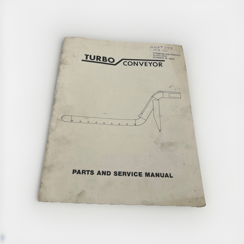 Turbo Conveyor Parts And Service Manual See Pics 30 Day Warranty