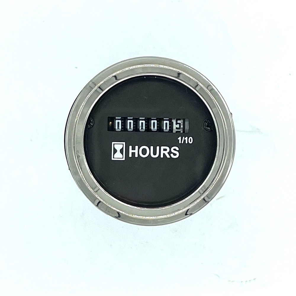 Universal Mechanical Hour Meter Gauge 2.00” Chrome Bezel 6V/12V/24V 3007-0563