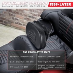 Adjustable Rider Backrest w/ Storage Bag for Harley Touring 1997-2026 Detachable