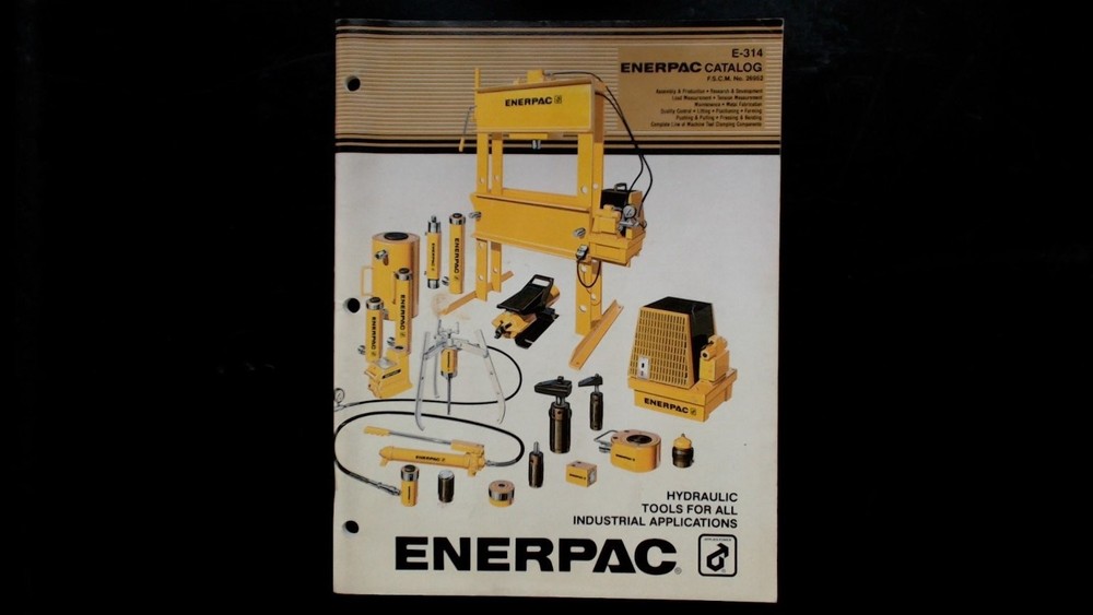 Enerpac E-314 Hydraulic Tools Catalog Part No 26962 1985 Industrial