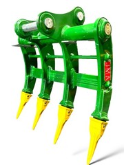 JMA 40in Excavator Root Rake 10-15 Ton 65mm Pin-On Land Clearing Grapple Steel