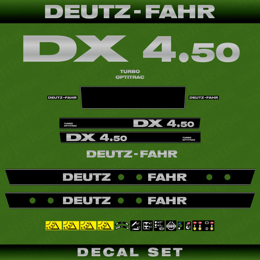 Deutz-Fahr DX 4.50 Turbo Optitrac Tractor Decal Aufkleber Adesivo Sticker Set