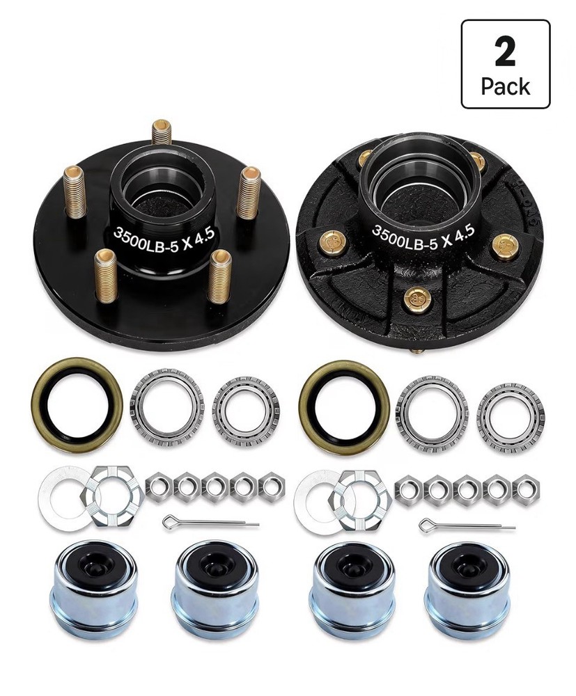 Saree 2 Sets 3500Lbs Trailer Hub Kit 5 Bolt 4.5″, 5 Lug Trailer Hub Fit 1-1/16″