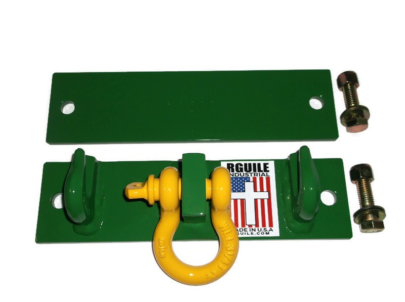 Bolt on bucket hooks green tractor grab hooks and yellow shackle green