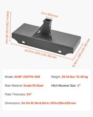 VEVOR 1/4 inch Skid Steer Mount Plate 2″ Receiver Loader Hitch Mini Quick Attach