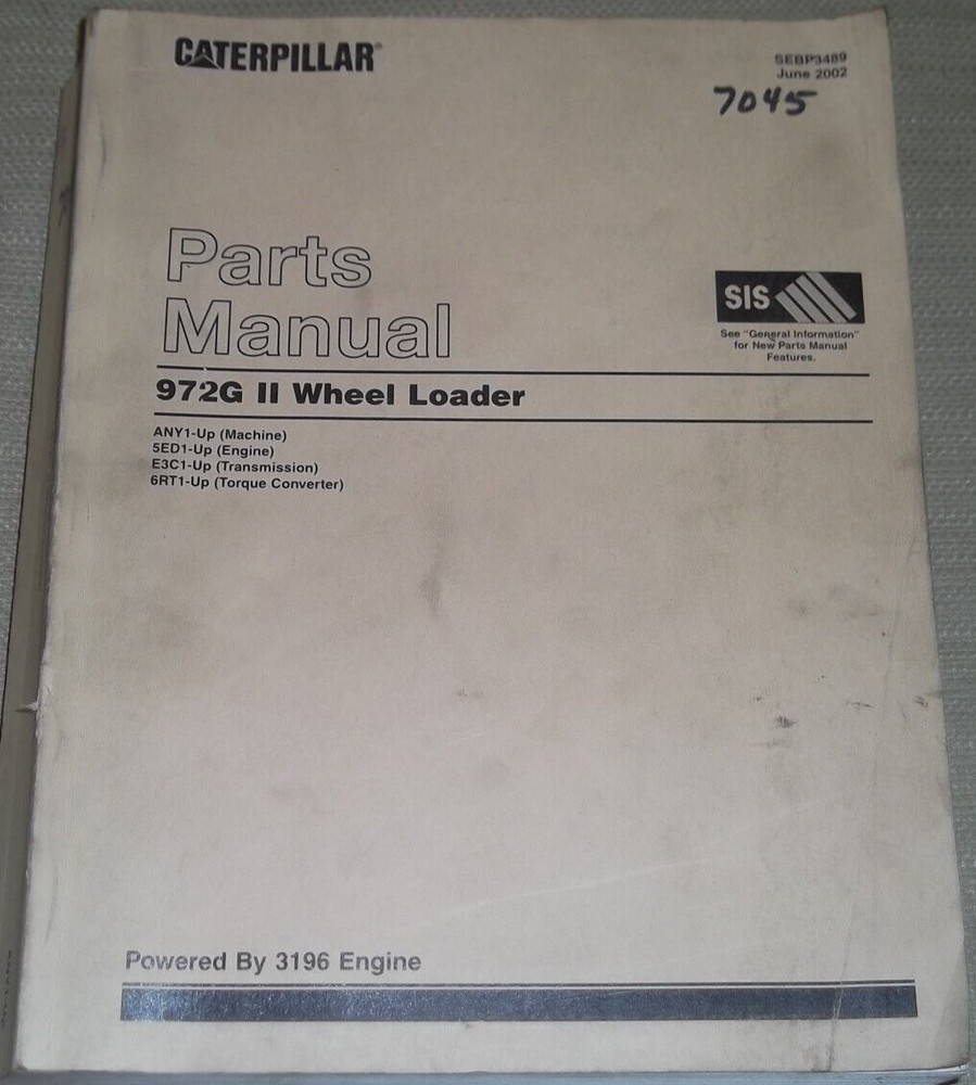 CAT CATERPILLAR 972G II WHEEL LOADER PARTS MANUAL BOOK S/N ANY00001-UP SEBP3489