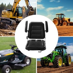 Universal Compact High Back Mower Seat Black Seat with Mounting Bolt Patterns