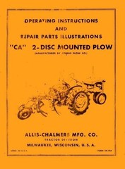 ALLIS CHALMERS CA 2 Disc Mounted Plow Operators Manual